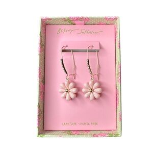 Betsey Johnson Pink Floral Drop Earrings